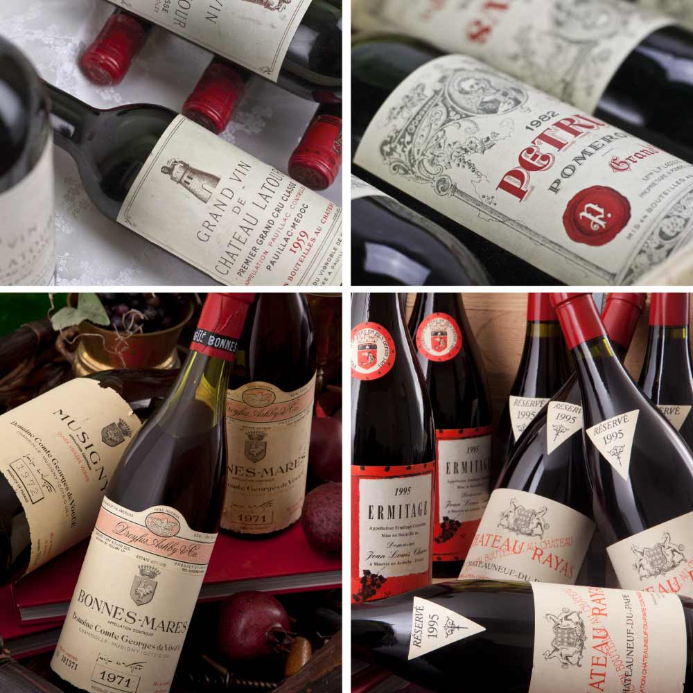collage of old vintage wines